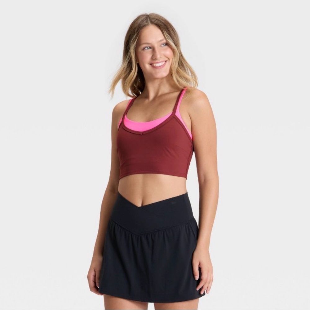 JoyLab Double-layer Sports Bra In A Burgundy/Pink XS NWT Athleisure Workout Gym
